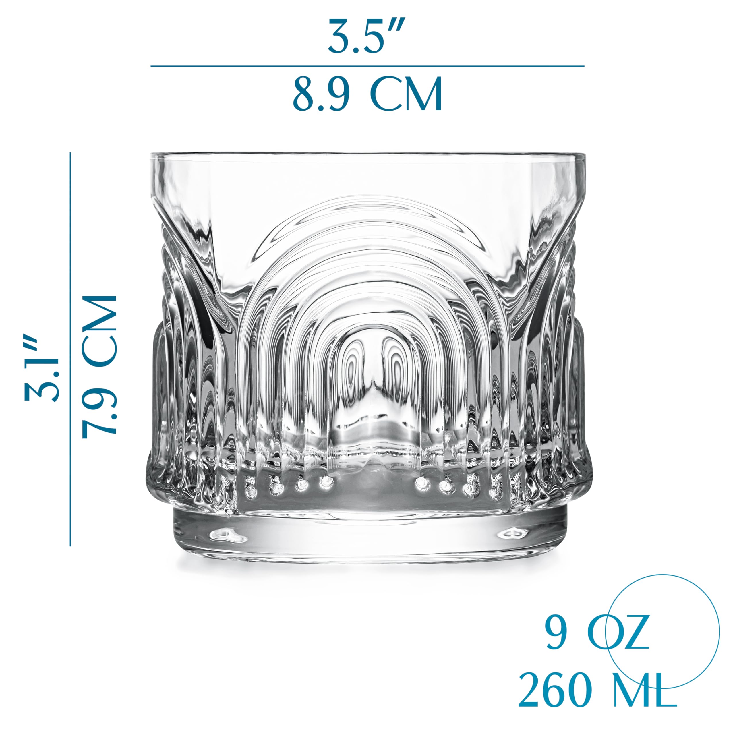 GLASSIQUE CADEAU copa baja de cristal con borde geométrico, para cócteles elegantes.