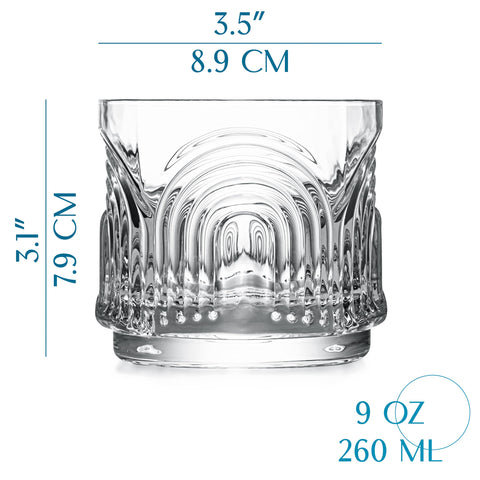 GLASSIQUE CADEAU copa baja de cristal con borde geométrico, para cócteles elegantes.