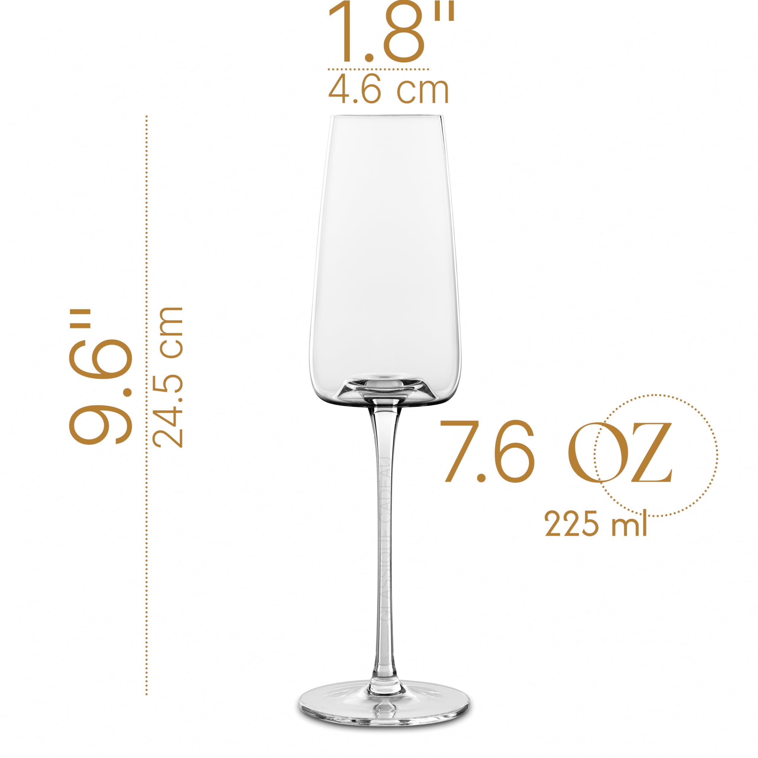 GLASSIQUE CADEAU copa Prosecco en mano resalta elegancia del tallo