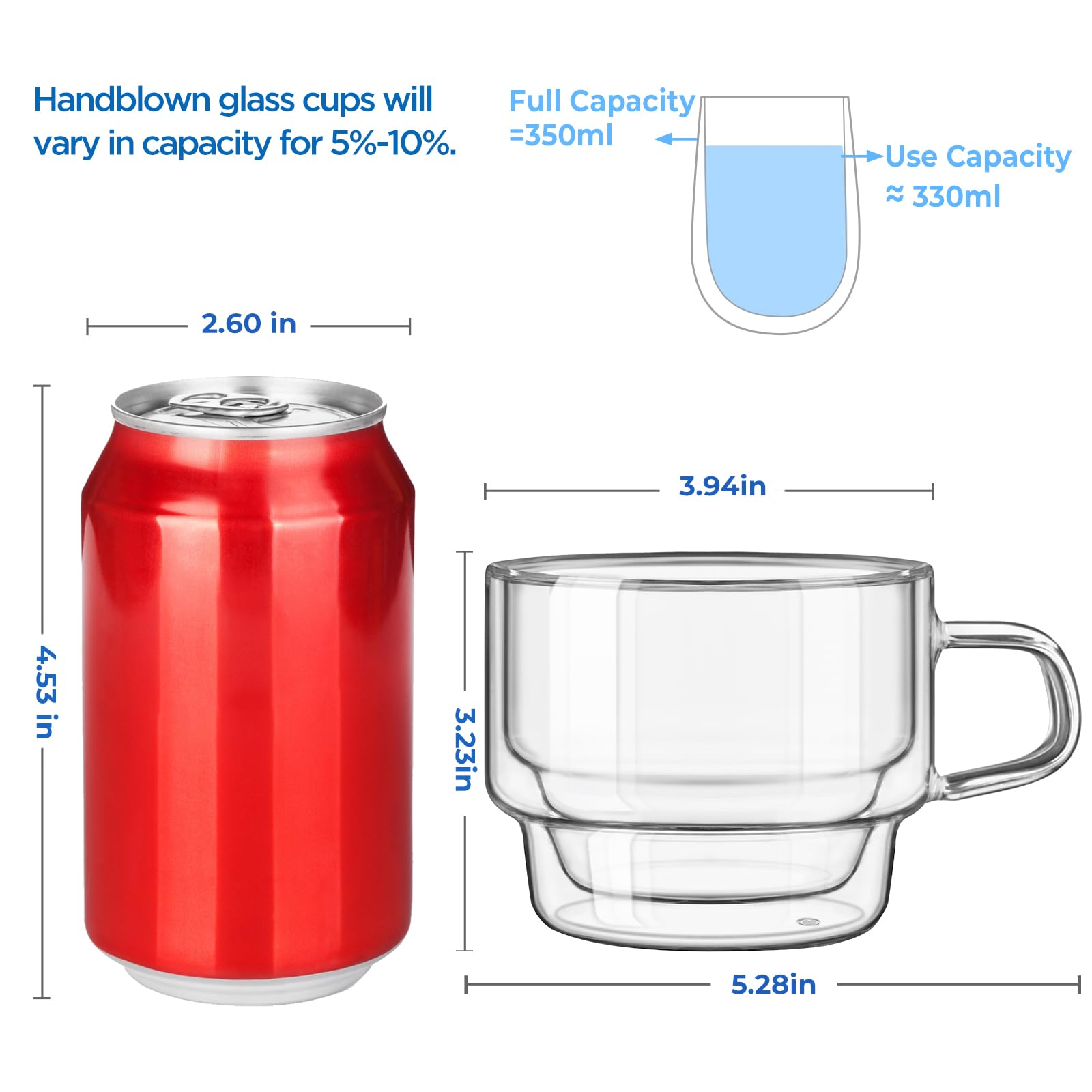 Asa ergonómica en vaso glastal Latte Macchiato con doble pared