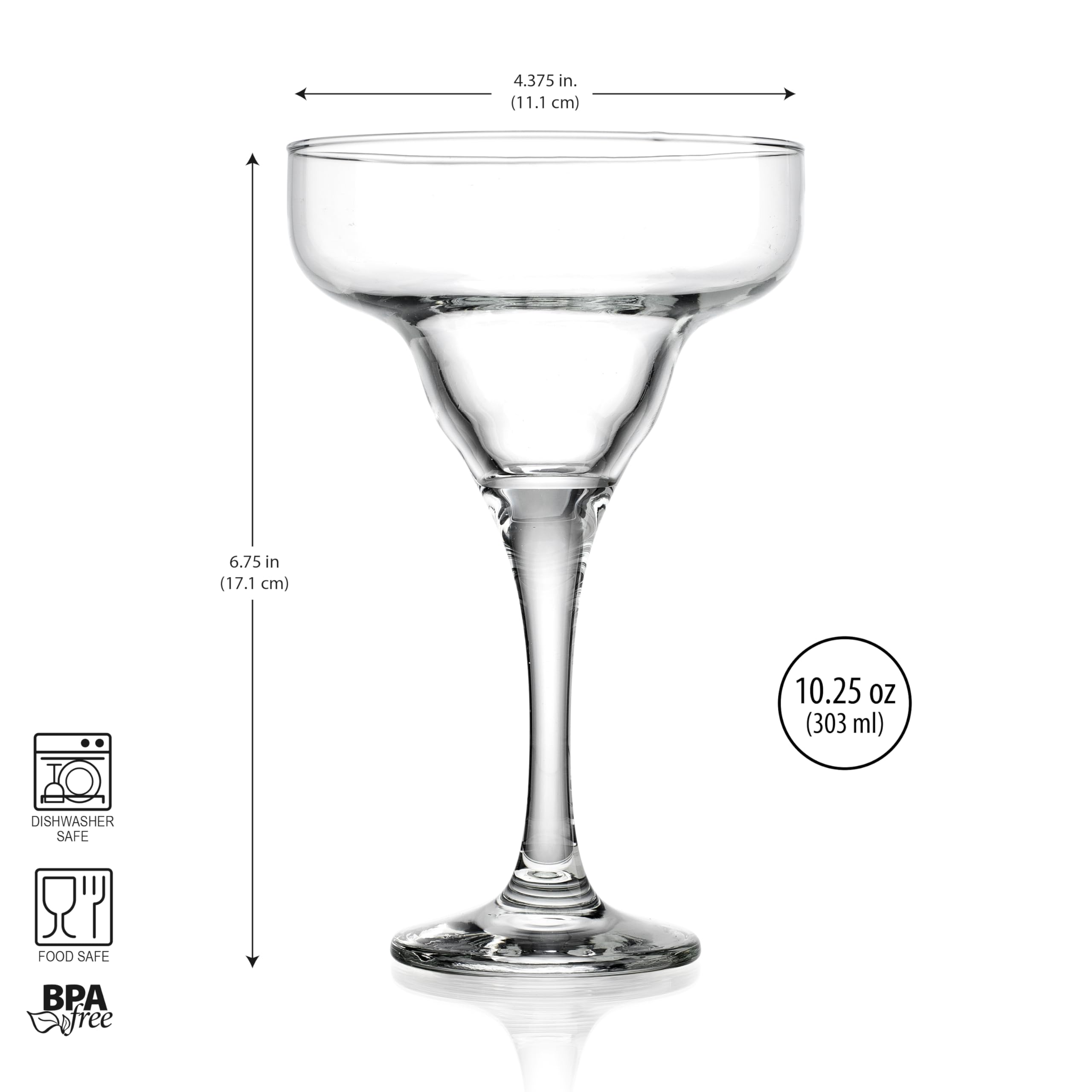 Copa margarita de cristal Glaver's, cristal claro para cócteles elegantes.