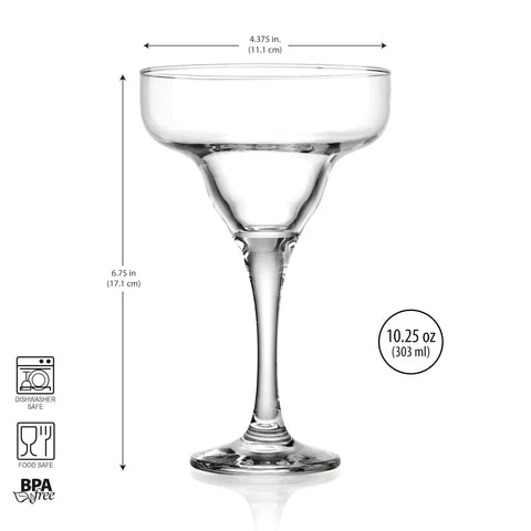 Copa margarita de cristal Glaver's, cristal claro para cócteles elegantes.