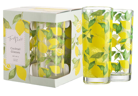 Vaso Glaver's estampado limón, lavado a mano recomendado.
