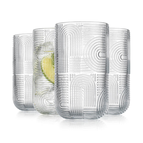 Vaso alto Glaver's 17 onzas con relieve para bebidas elegantes