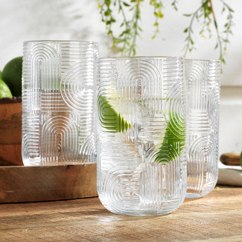 Vaso alto Glaver's con diseño lineal para cócteles y refrescos