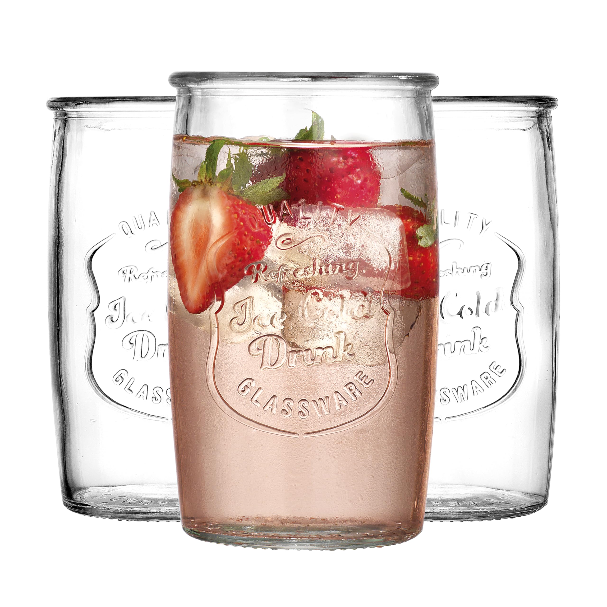 Glaver's vasos altos claros, estilo italiano, ideales para cócteles y bebidas refrescantes.