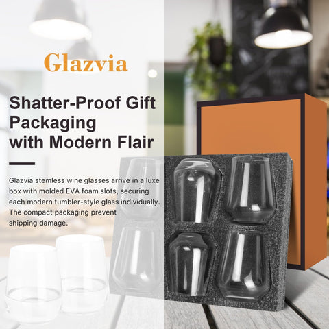 Empaque de regalo Glazvia, diseño moderno y protección en envío.