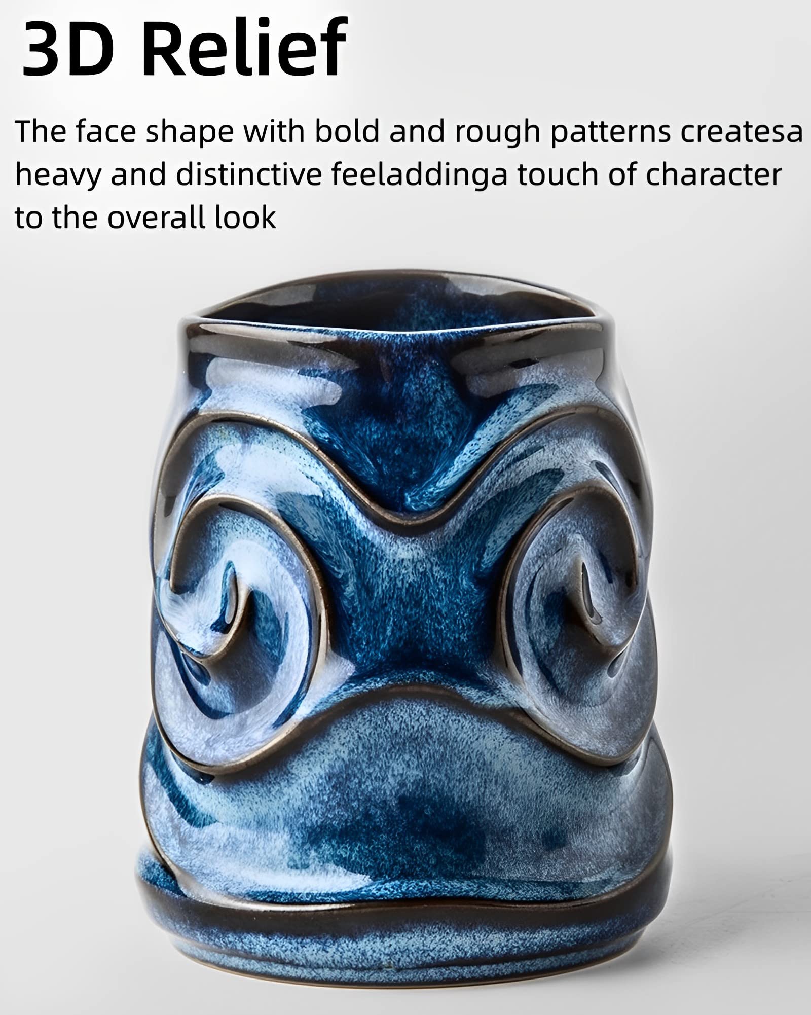 GLCK taza cerámica de diseño único, relieve de cara para oficina y casa
