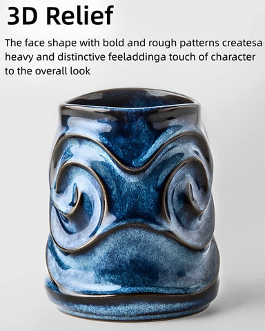 GLCK taza cerámica de diseño único, relieve de cara para oficina y casa
