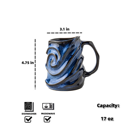 GLCK taza cerámica grande con relieve de cara, agarre cómodo para disfrutar