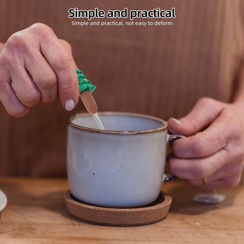 GLEAVI cucharas navideñas de acero inoxidable para servir café