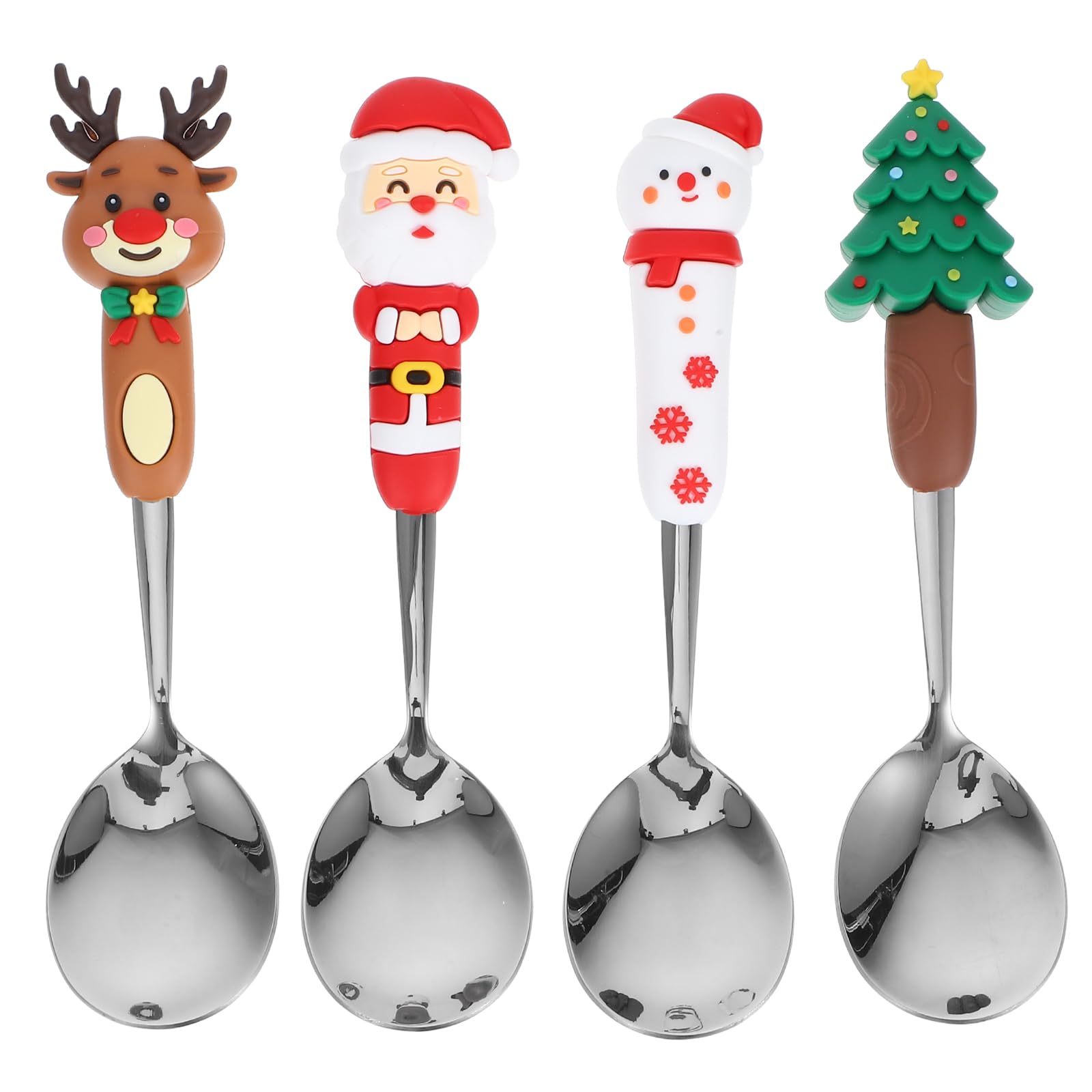 GLEAVI juego de cucharas navideñas 4 piezas para mezclar café con estilo festivo