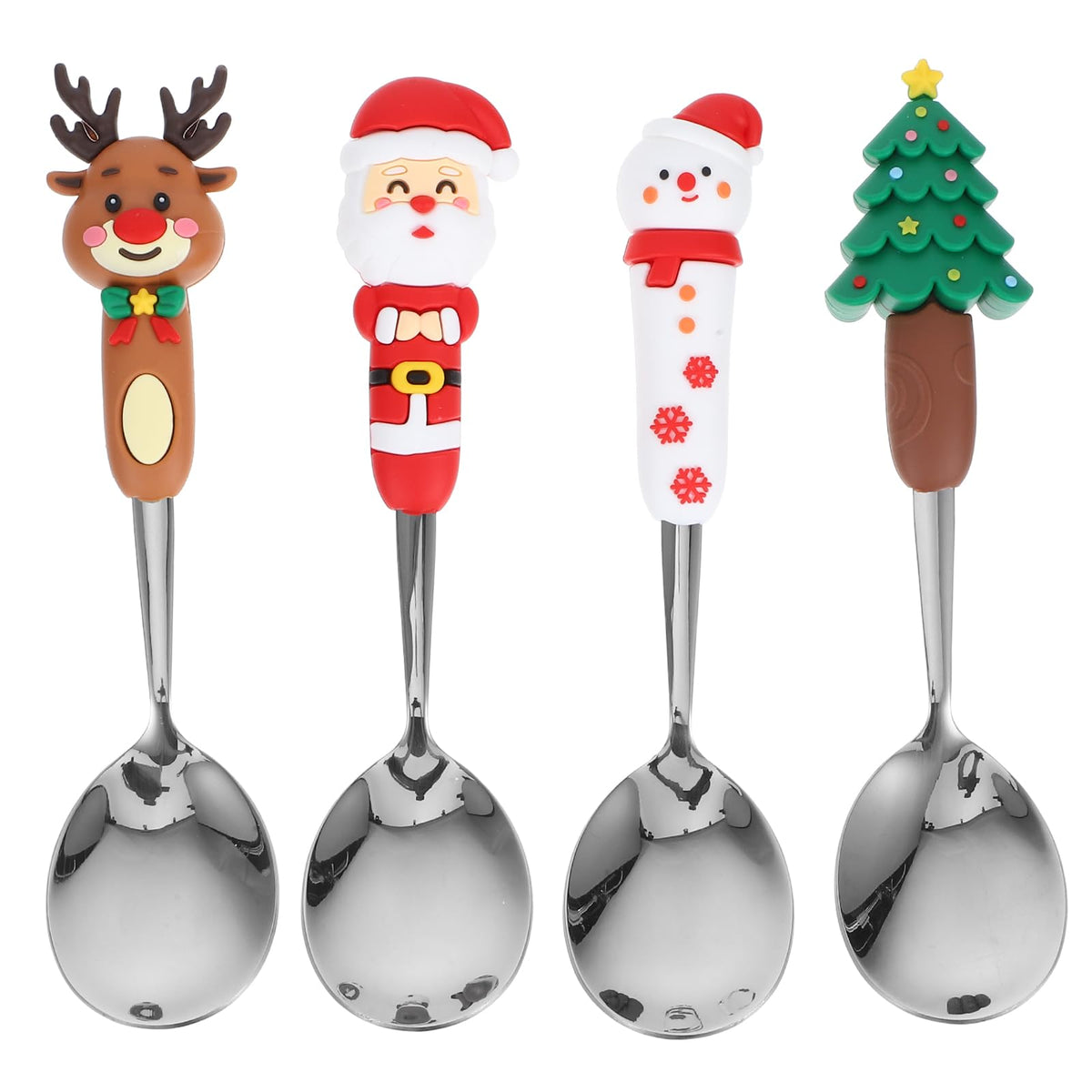 GLEAVI juego de cucharas navideñas 4 piezas para mezclar café con estilo festivo