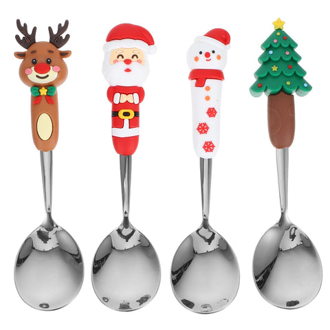 GLEAVI juego de cucharas navideñas 4 piezas para mezclar café con estilo festivo