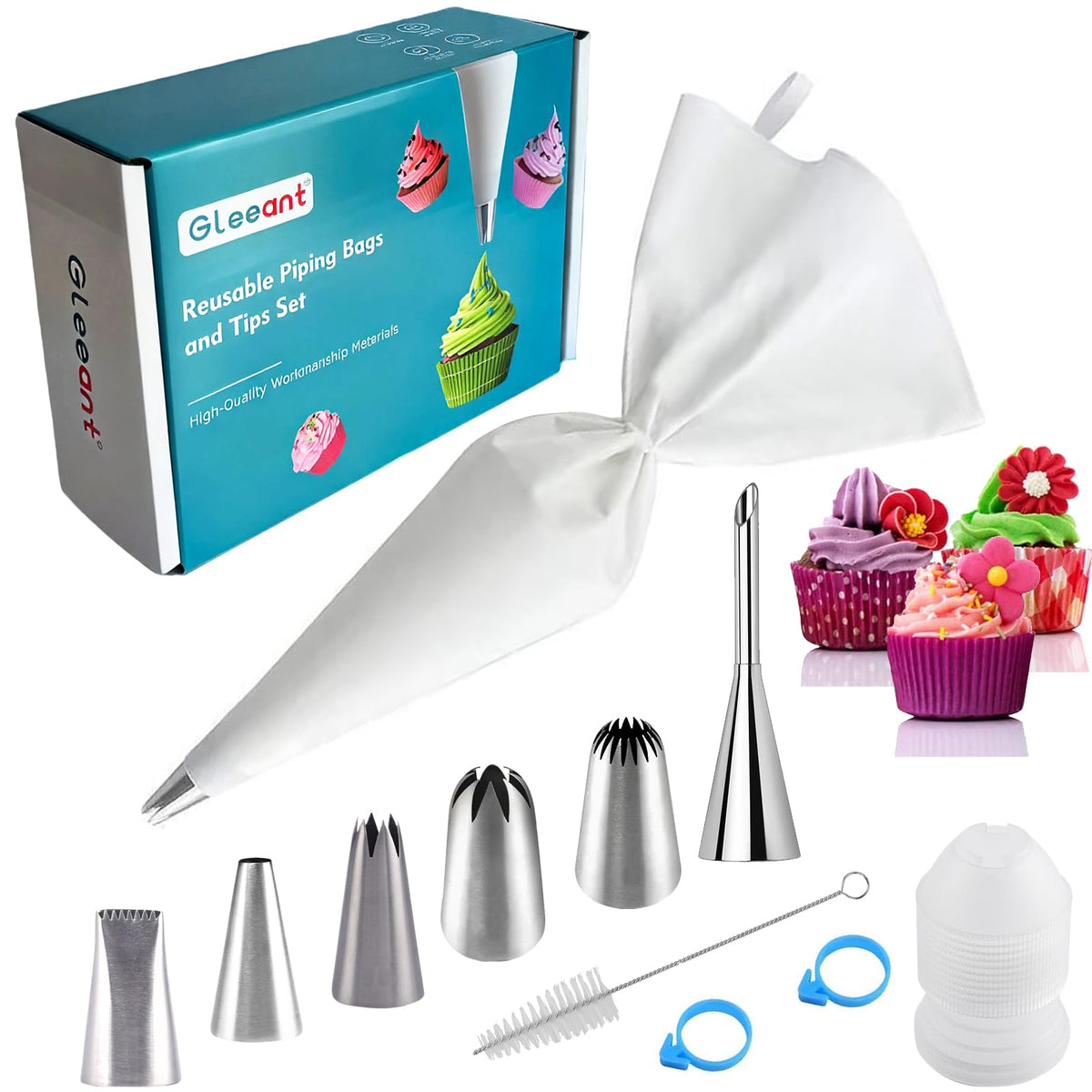 Bolsas de manga de algodón reutilizables de GleeAnt para decoraciones precisas en pasteles.