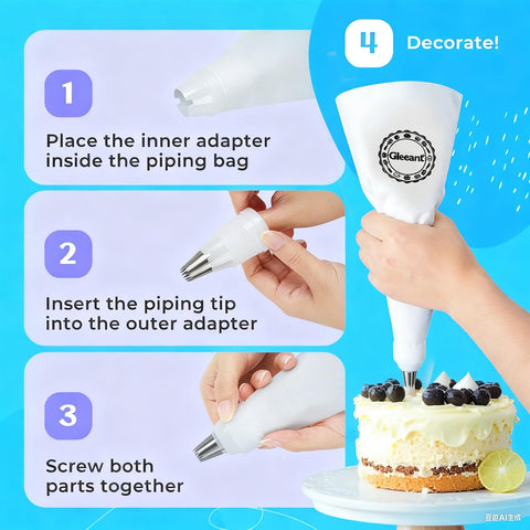 Kit de decoración de tortas GleeAnt para crear detalles elegantes.