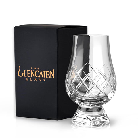 Vaso Glencairn de whisky con corte manual en caja regalo.