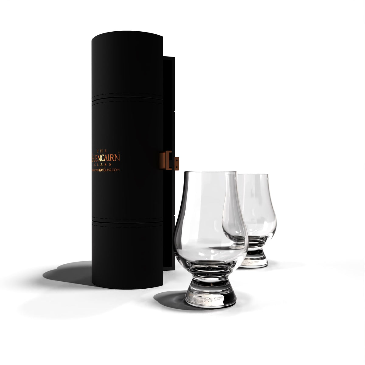 Vaso Glencairn whisky en estuche de viaje para dos, ideal como regalo.