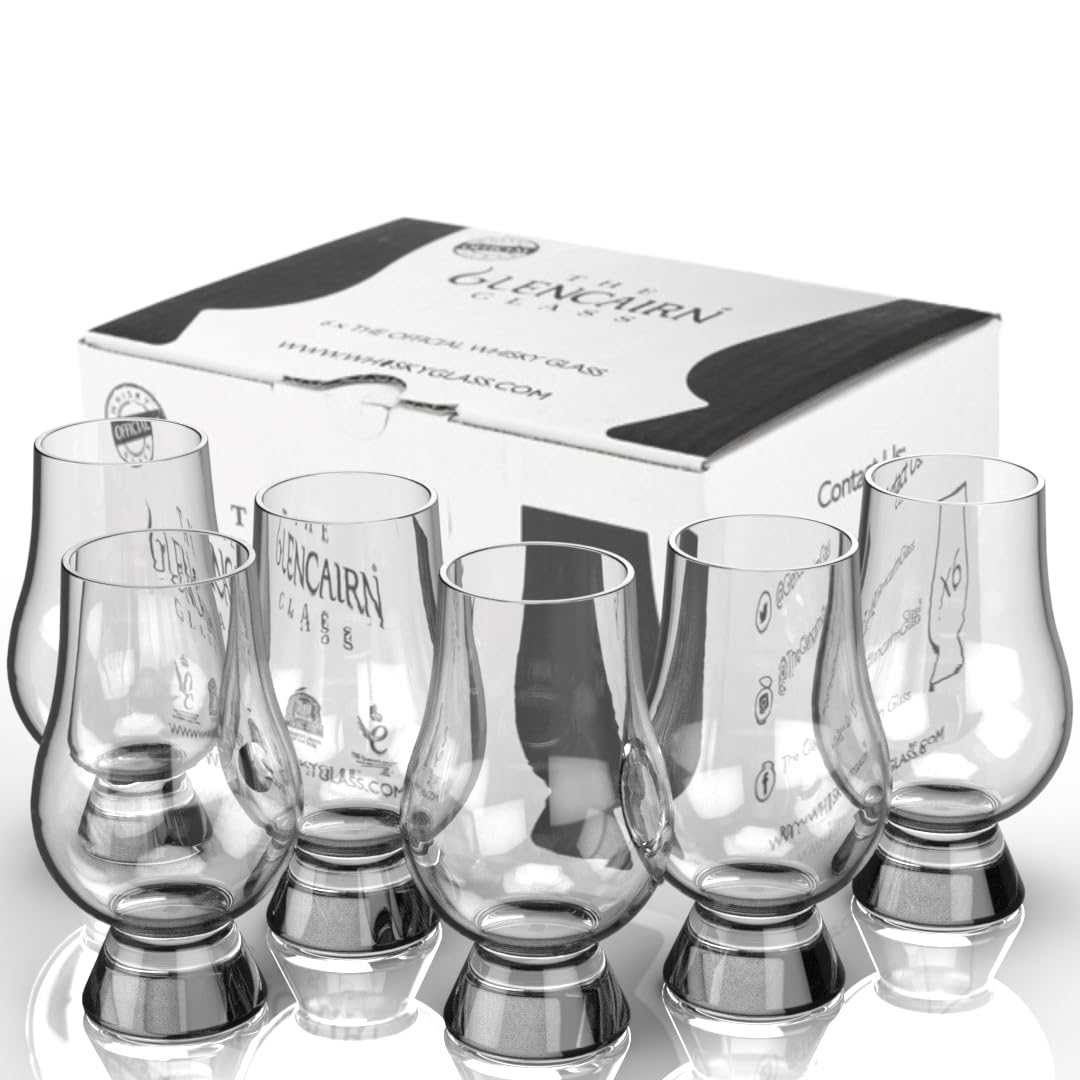 Vaso Glencairn whisky, 12 unidades, caja comercial; ideal para degustaciones en eventos.