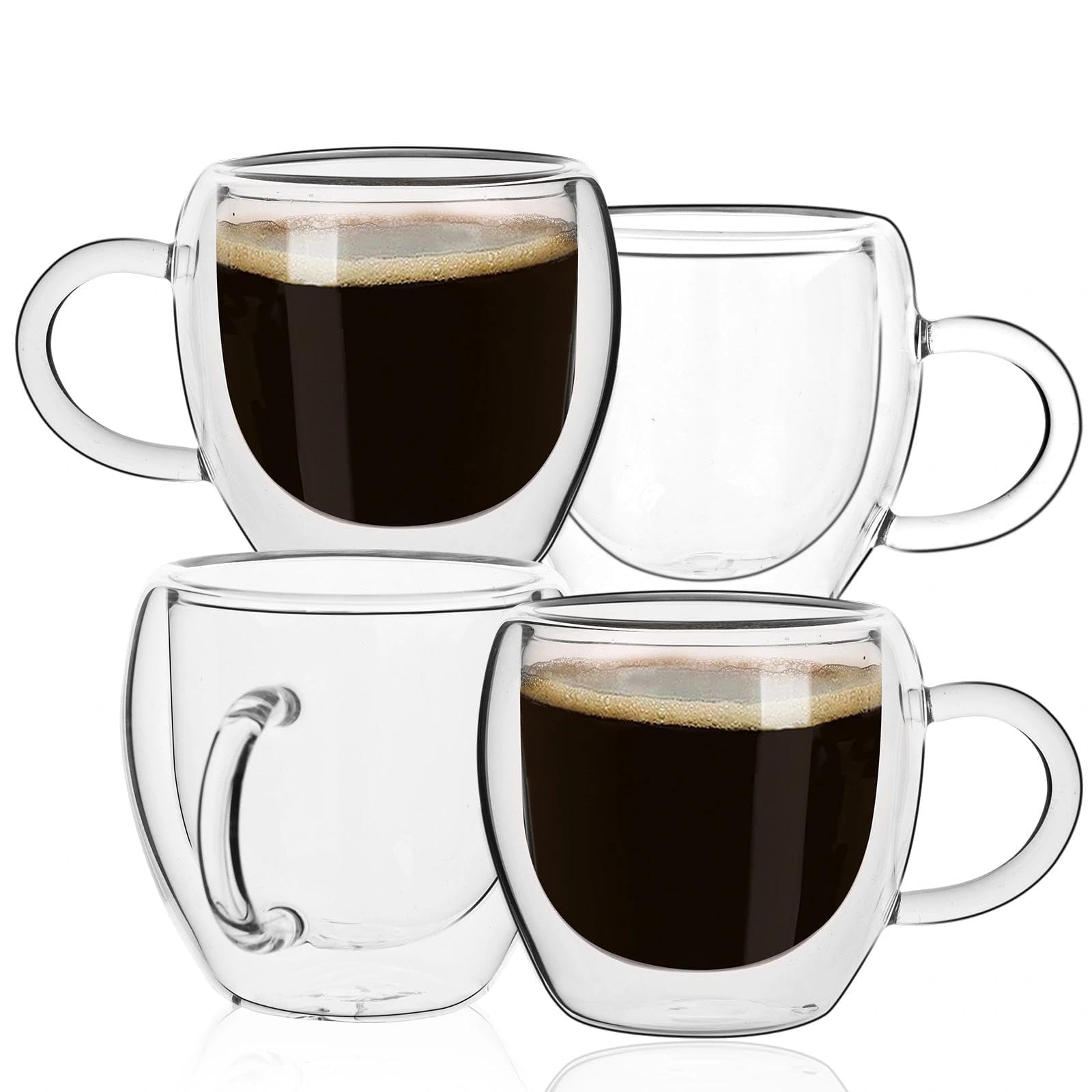 Tazas Glenkach expreso de 4 piezas, doble pared para bebidas calientes y sin condensación