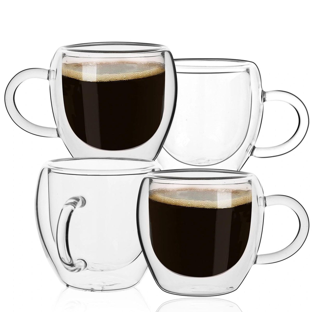 Tazas Glenkach expreso de 4 piezas, doble pared para bebidas calientes y sin condensación