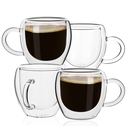 Tazas Glenkach expreso de 4 piezas, doble pared para bebidas calientes y sin condensación