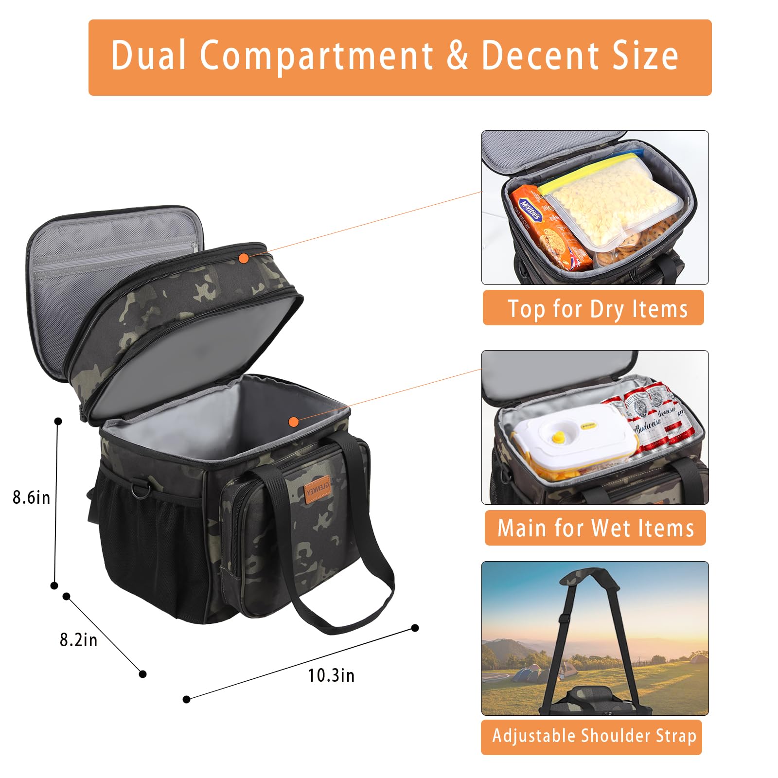 GLENKEY Lunch Box compartimento superior expandible para mantener alimentos separados