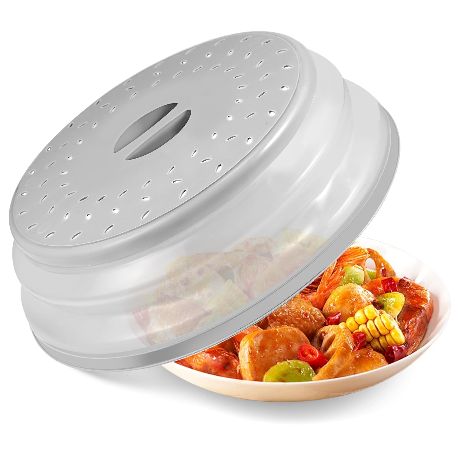GLICPX tapa de microondas plegable de gran tamaño para platos grandes y salpicaduras reducidas