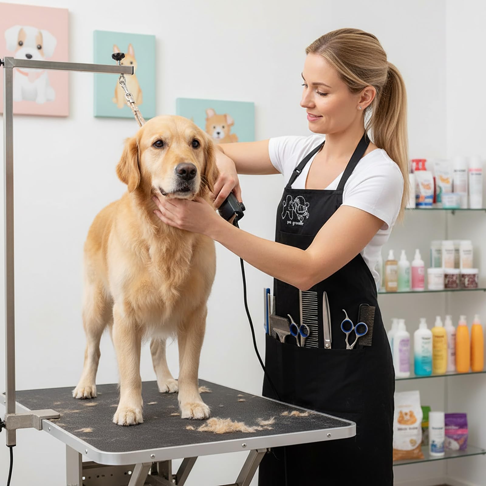 Gliitatu delantal-grooming-perro bolsillos prácticos para herramientas y móvil
