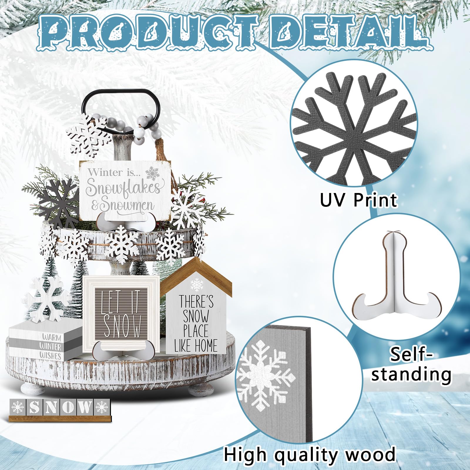 GlikCeil bloques decorativos de invierno para estantería y muebles
