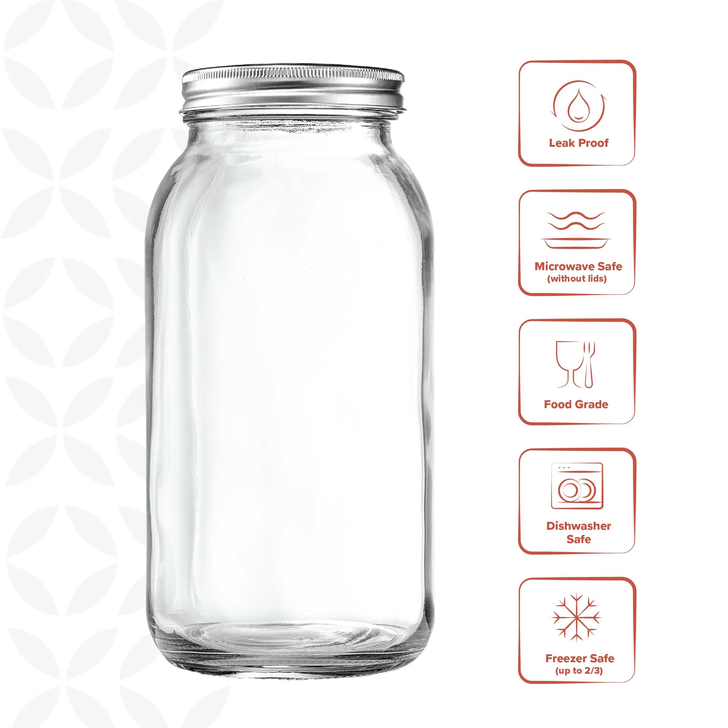 GLING frascos Mason vidrio 64 oz con cierre hermético para evitar derrames.