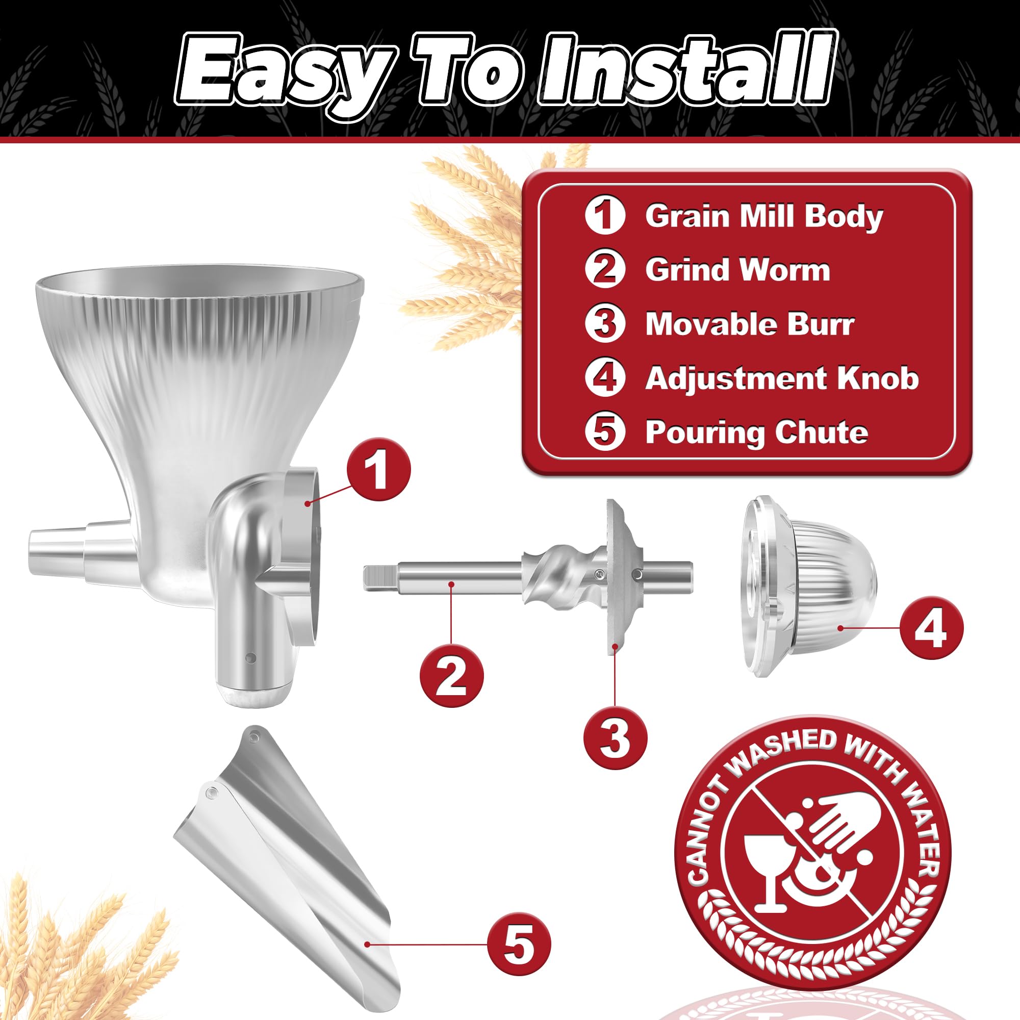 GLINK molienda de granos secos como trigo, avena y maíz con KitchenAid.
