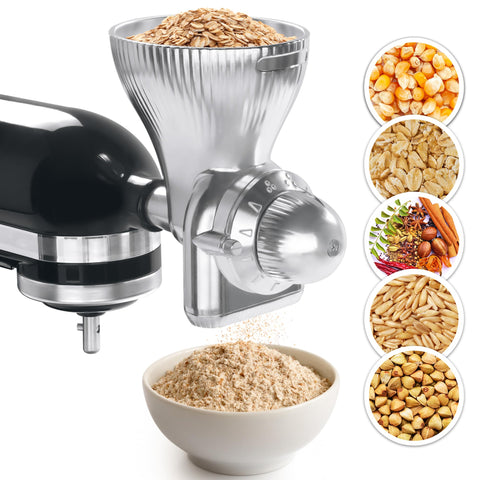 GLINK molino de granos metálico para KitchenAid, molienda eficiente para harinas caseras.
