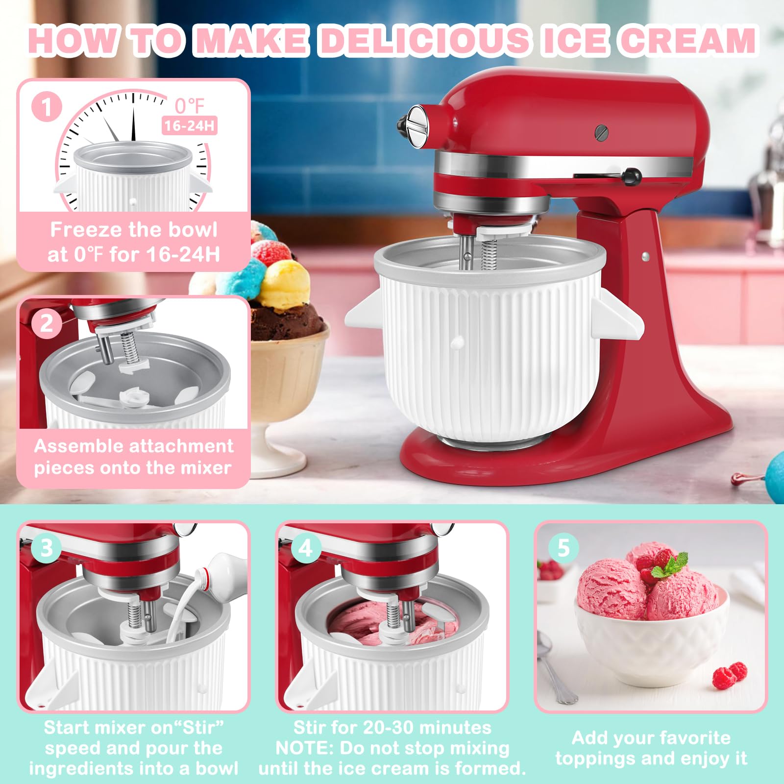 GLINK Unidad de accionamiento para KitchenAid: batido uniforme de la mezcla helada