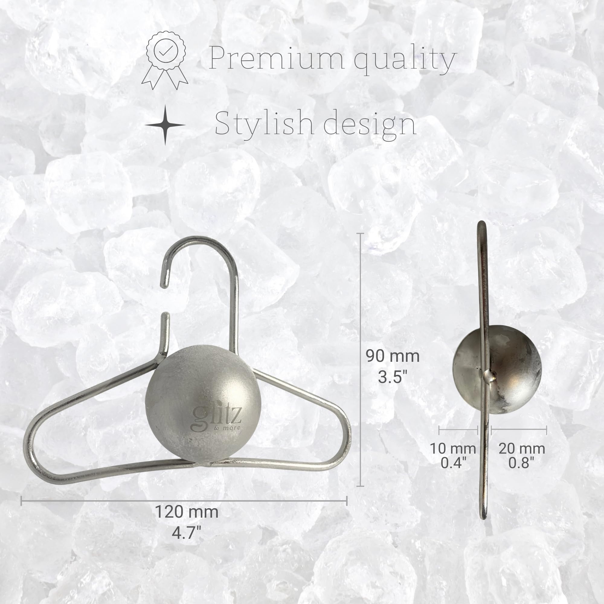 Bola enfriadora Glitz y Más en oro, diseño elegante para bebidas.