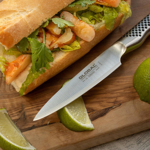 Global cuchillo pelar 3-1-2 pulgadas, corte preciso para frutas y verduras.