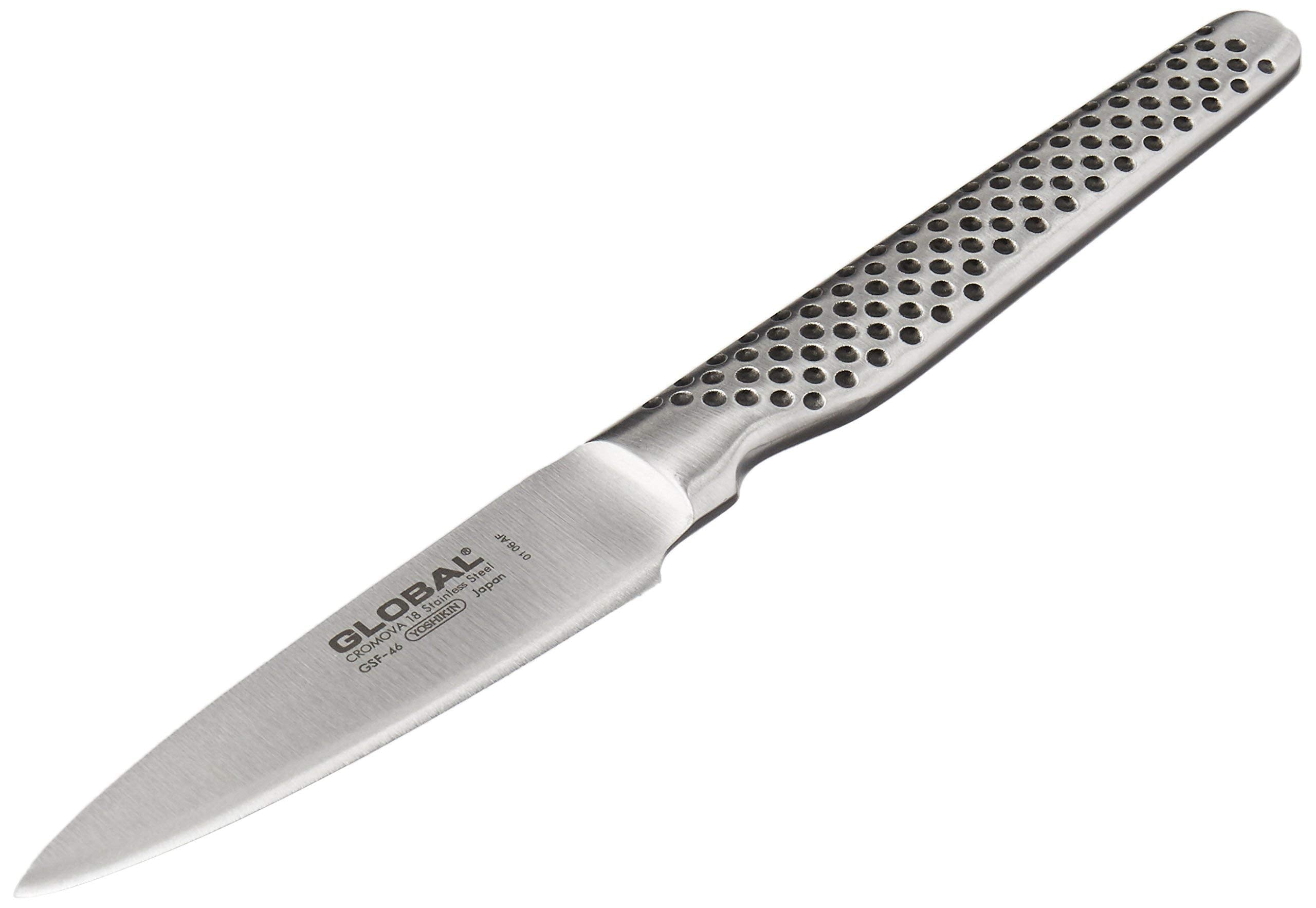 Global cuchillo pelador 3 pulgadas, manejo ligero para pelar y trocear frutas y verduras con control.