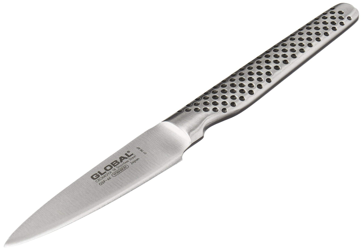 Global cuchillo pelador 3 pulgadas, manejo ligero para pelar y trocear frutas y verduras con control.