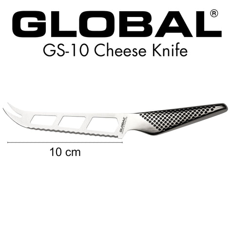 Global cuchillo queso borde serrado y acanalado corta cáscaras con facilidad.