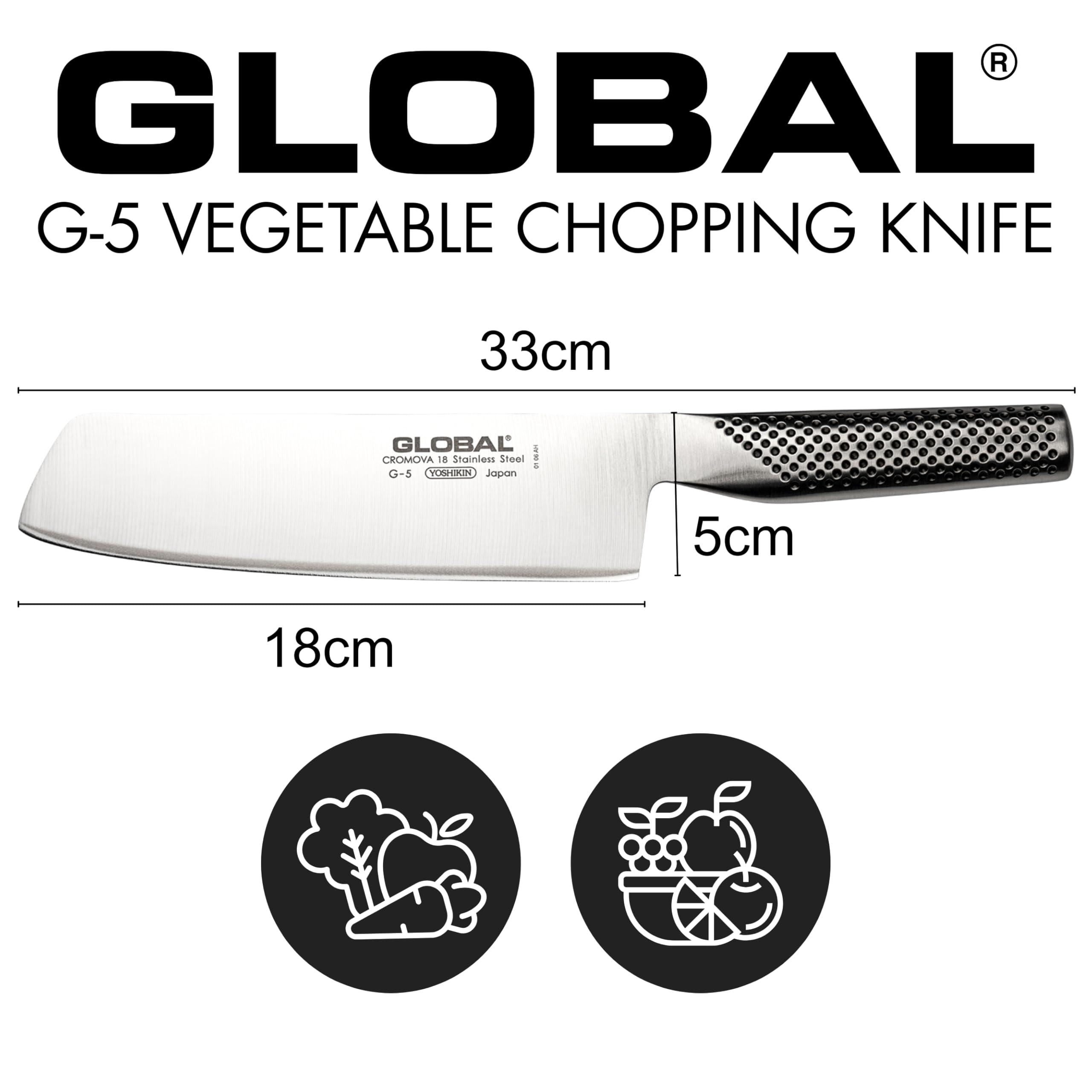 Global cuchillo verdura 7 pulgadas corte de verduras preciso en la cocina.