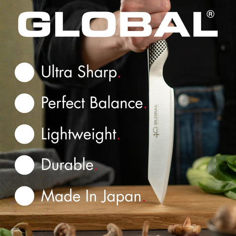 Global cuchillo verdura 7 pulgadas diseño nakiri para vegetales.