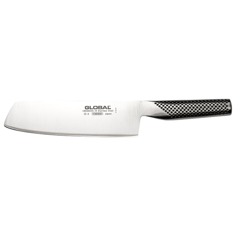 Global cuchillo verdura 7 pulgadas frente, filo afilado para cortes precisos.