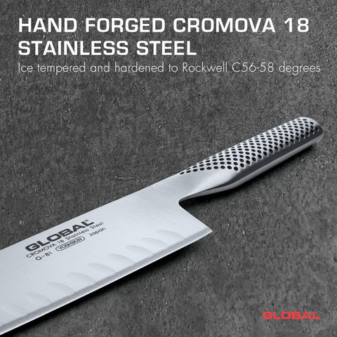 Global G-81-7 Nakiri con bordes Granton en los laterales para evitar que se pegue