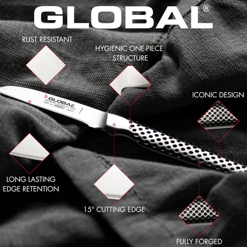Global cuchillo ligero que reduce la fatiga en la mano.