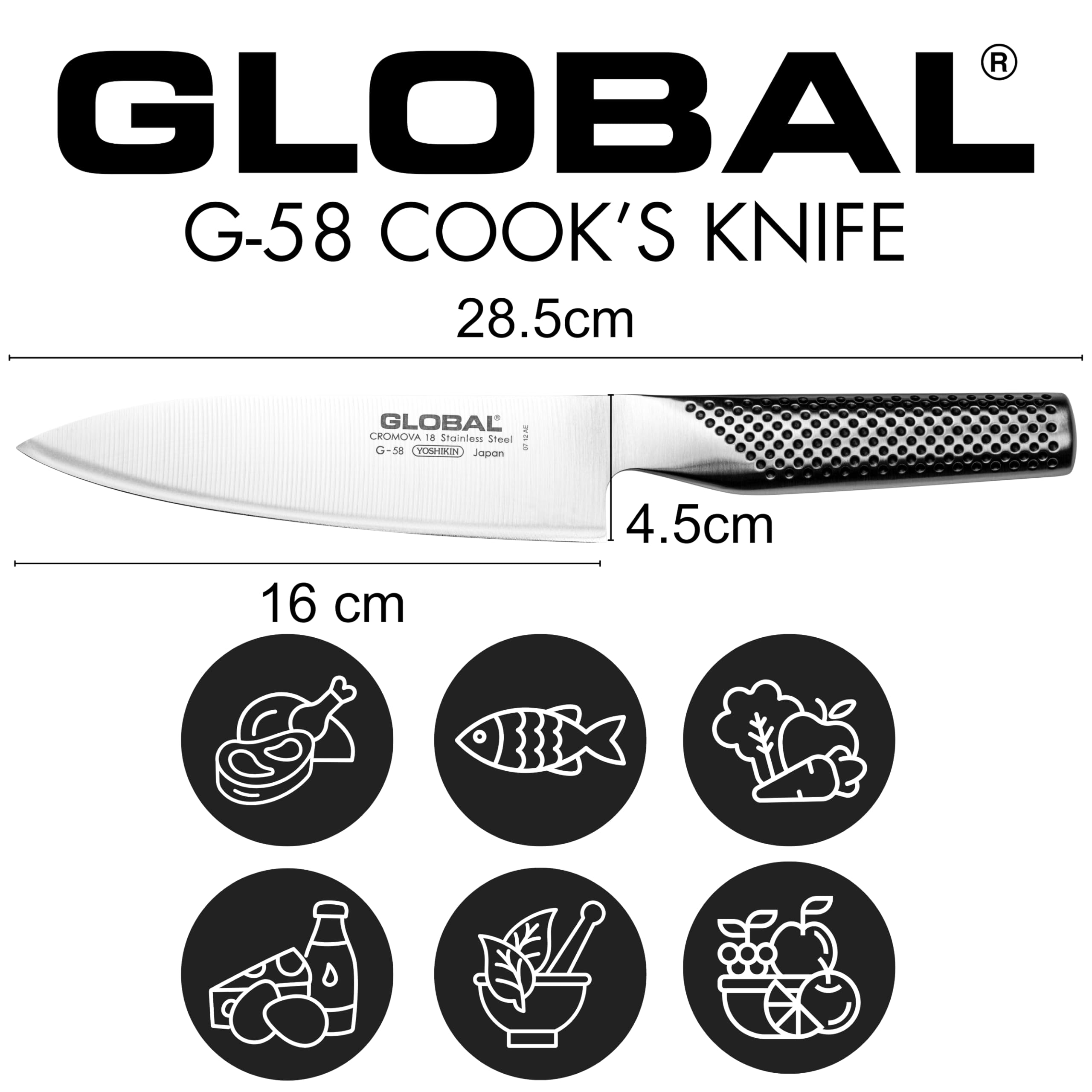 Global Sai cuchillo chef 6 pulgadas, hoja martillada facilita deslizamiento.