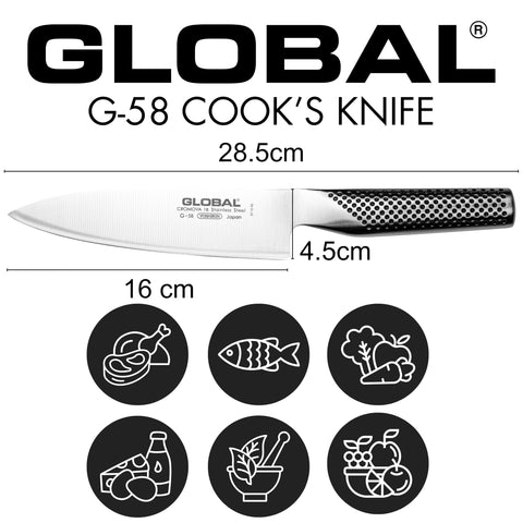 Global Sai cuchillo chef 6 pulgadas, hoja martillada facilita deslizamiento.