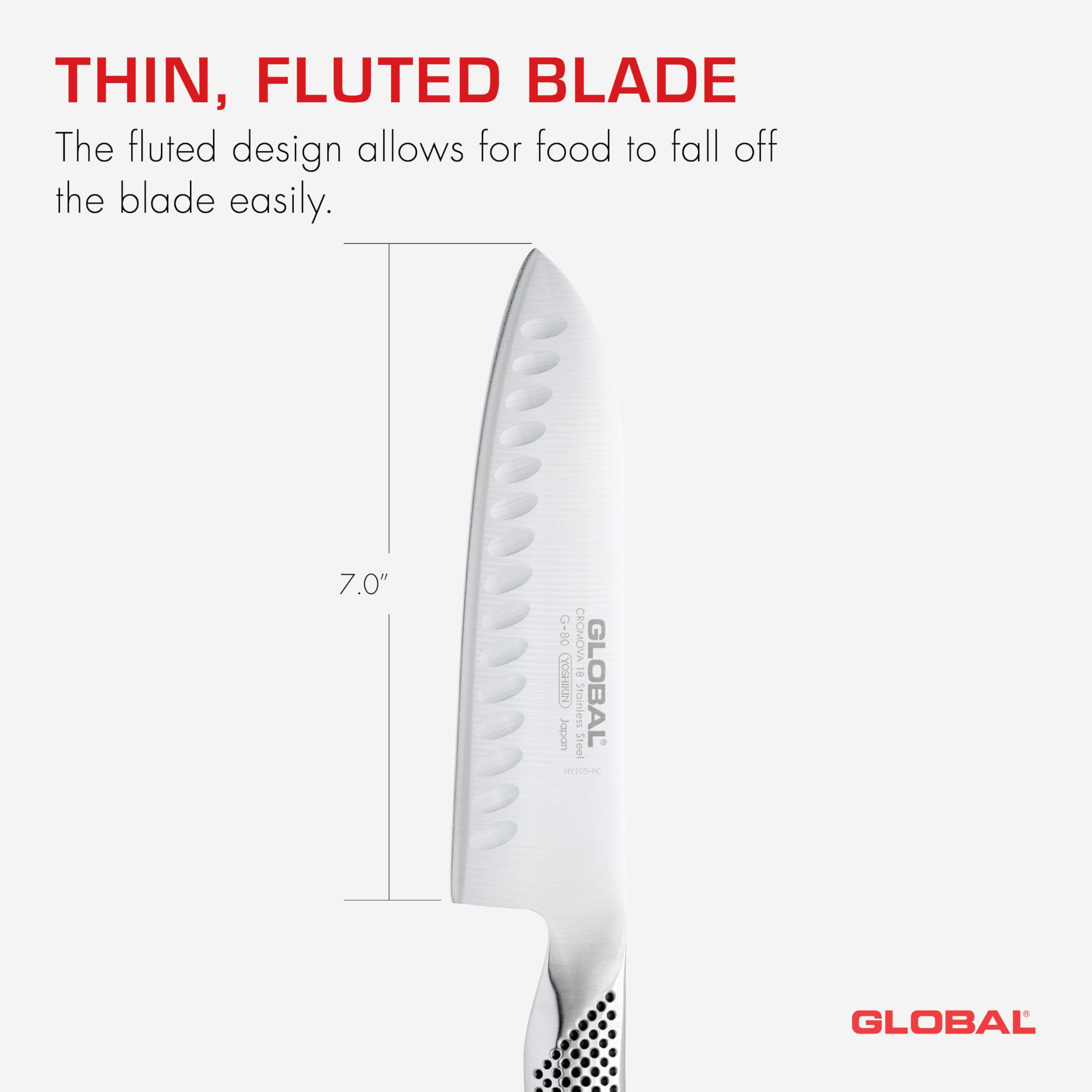 Global Santoku 7 pulgadas, hecho en Japón, diseño de alta calidad