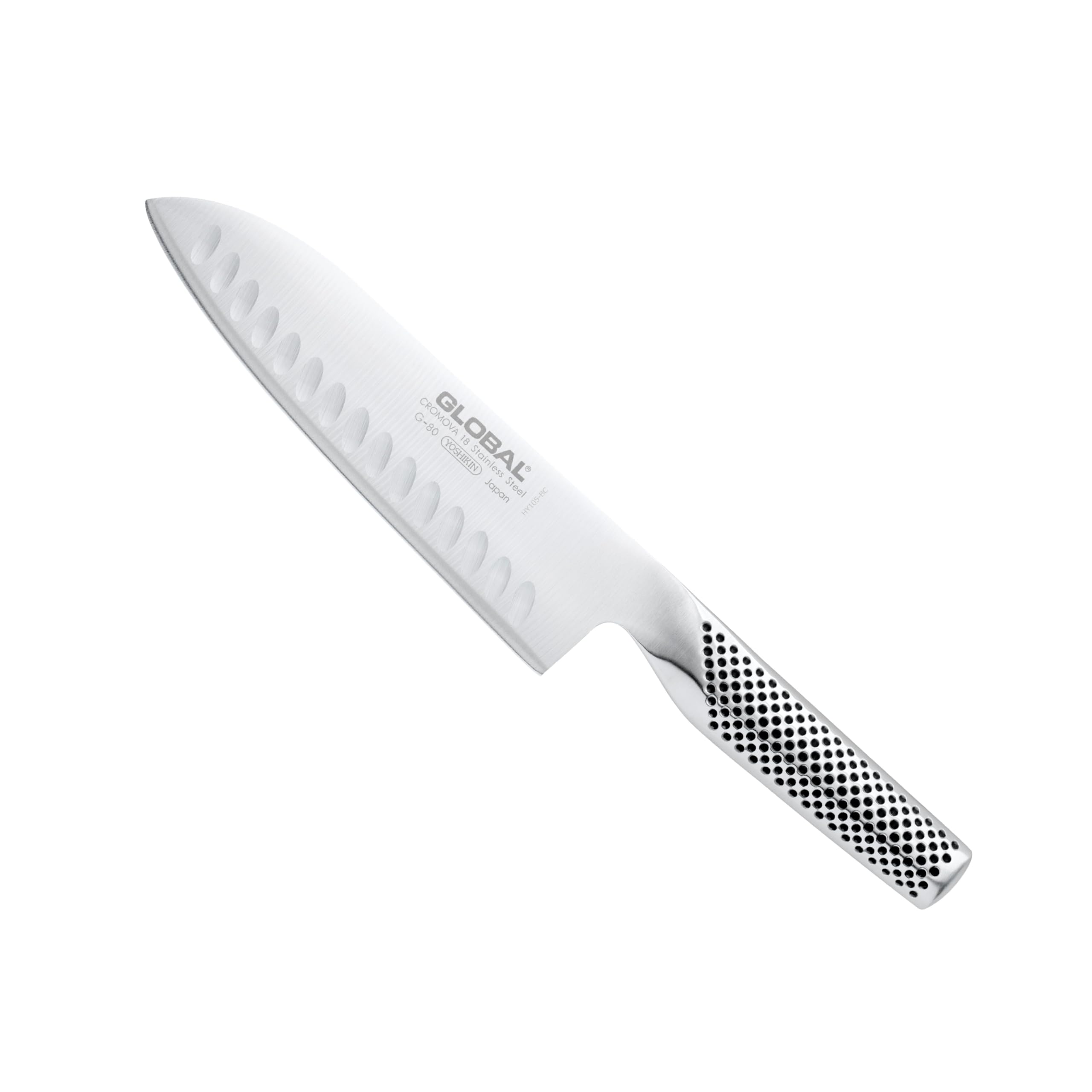 Global Santoku 7 pulgadas, hoja hueca para rebanar verduras con precisión