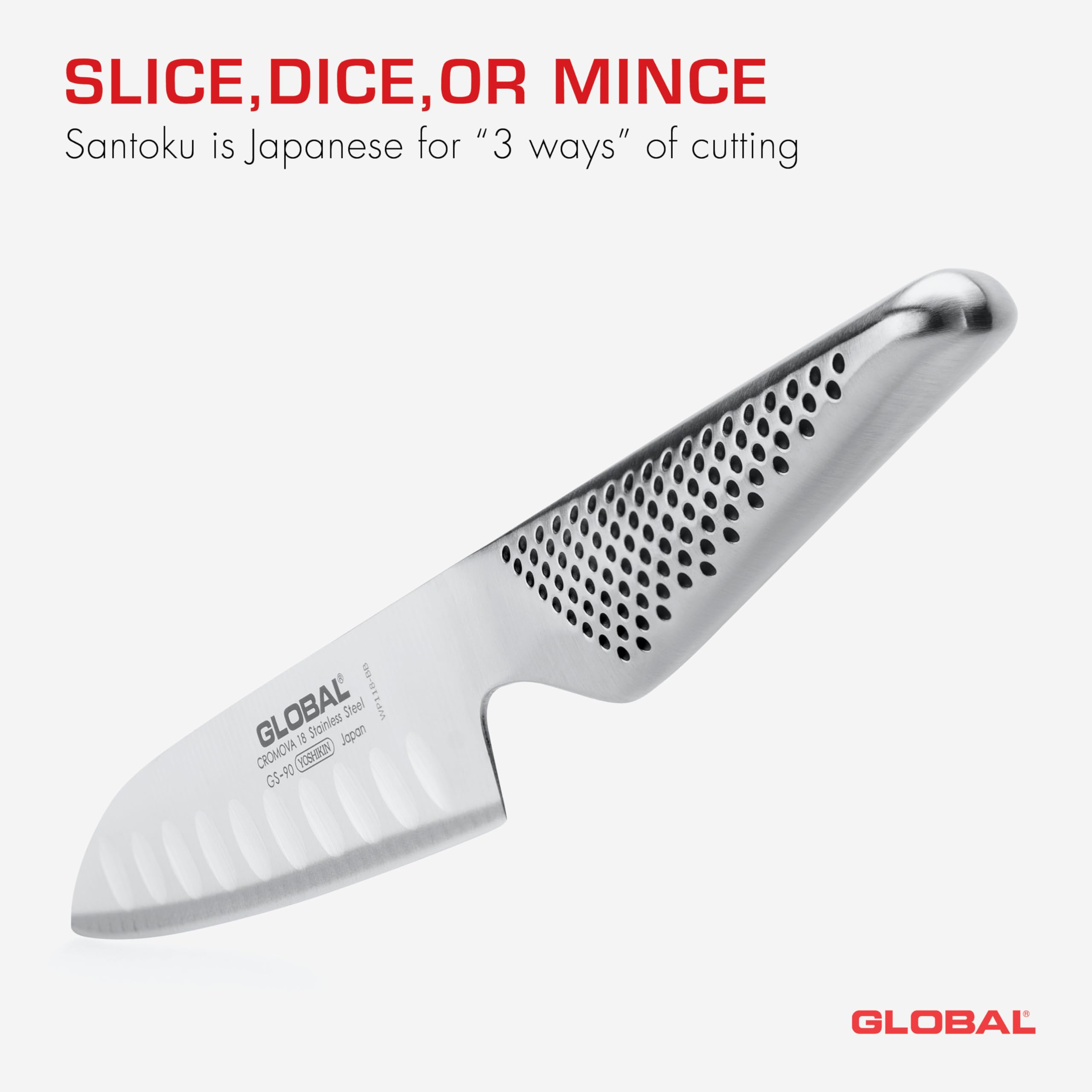 Global Santoku con mango ligero y equilibrio para uso prolongado