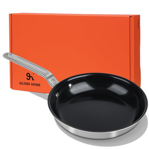Sartén GlobeHome de 12 pulgadas con cerámica 5 capas, ideal para cocción uniforme.